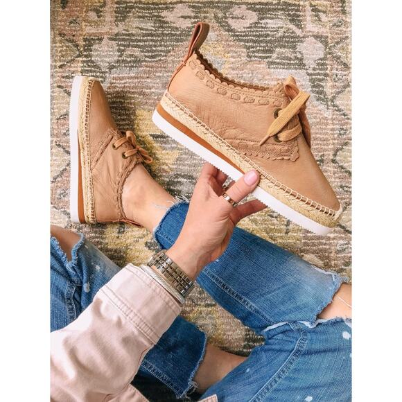 Anthropologie See by Chloe Leather Lace-up Espadrille Sneakers Size EU 36 US 6 - Picture 1 of 4